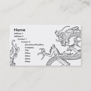 black and white oriental dragon business card