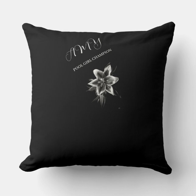  Black And White Orientale Lily Throw Pillow (Front)