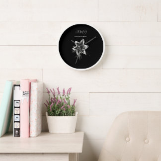 Black And White Orientale Lily  Wall  Clock