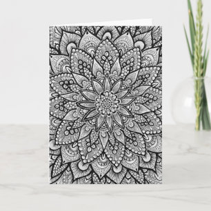 Black and White Original Art Mandala Card