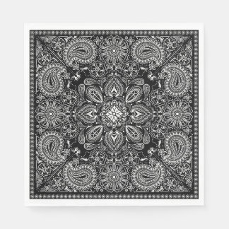 Black and White Ornate Bandanna Napkin