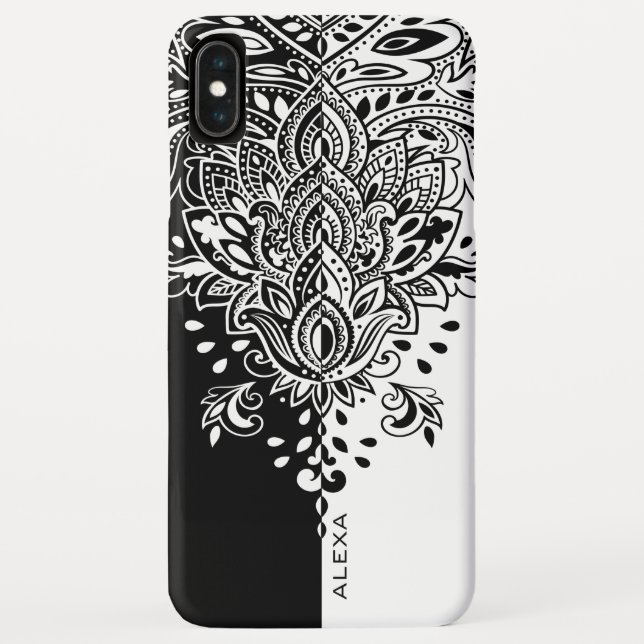 Black and white ornate paisley mandala Case-Mate iPhone case (Back)
