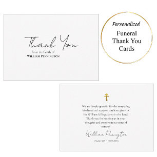 Black and White Orthodox Christian Memorial Thank You Card
