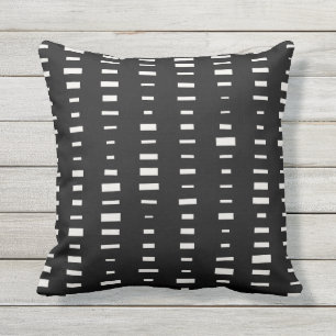 Black and White Outdoor Pillows - Block Stripe