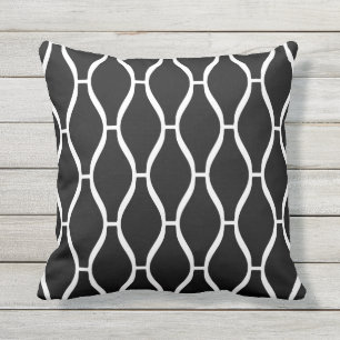 Black and White Outdoor Pillows - Greek Trellis