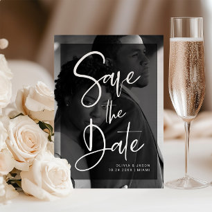 Black and White Overlay   Photo Save the Date Magnetic Invitation