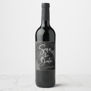 Black and White Overlay Photo Save The Date Wine Label
