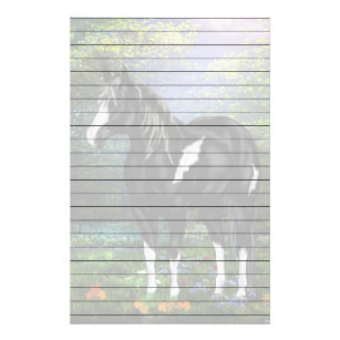 Black and White Overo Paint Horse Print Stationery