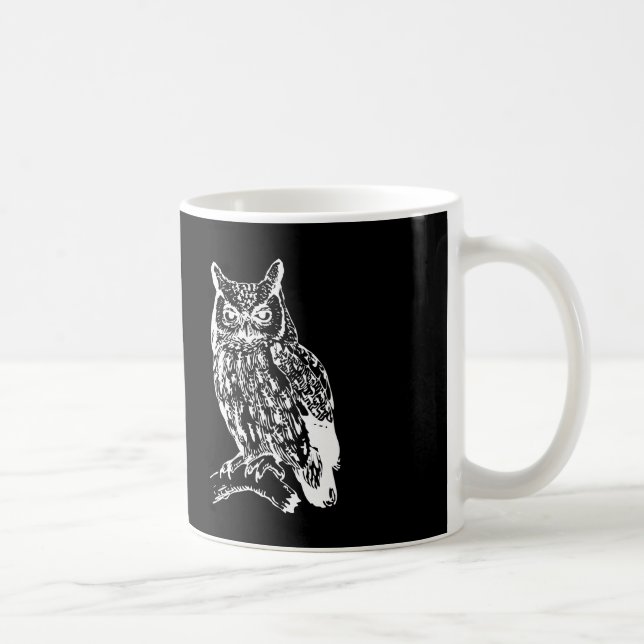 Black and White Owl Design Coffee Mug (Right)