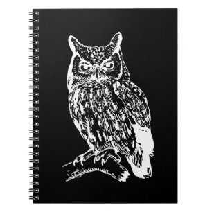 Black and White Owl Design Notebook