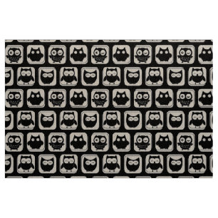 Black and White Owl Pattern Fabric