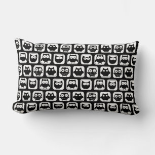 Black and White Owl Pattern Lumbar Cushion
