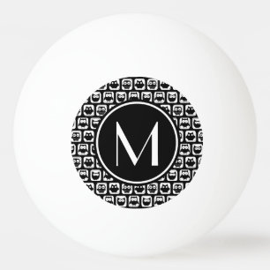 Black and White Owls Personalised Monogram Ping Pong Ball