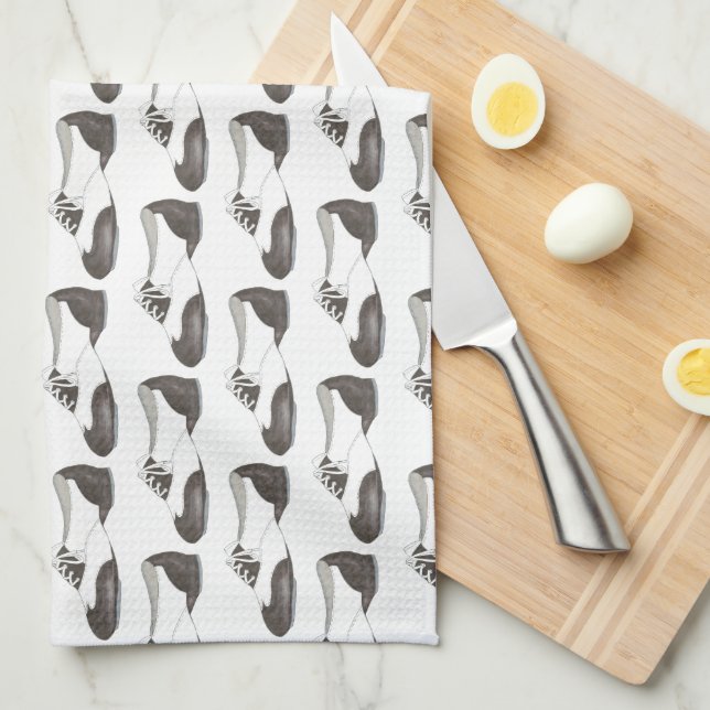 Black and White Oxford Tap Shoe Dance Teacher Gift Tea Towel (Quarter Fold)