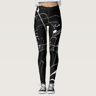Black And White Paint Splat Leggings