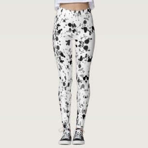 Black and White Paint Splatter Leggings