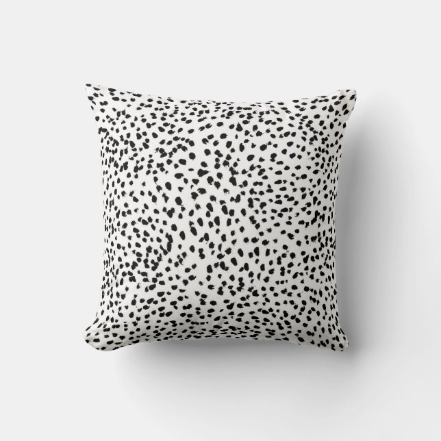 Black and White painted dalmatian spots Cushion (Front)