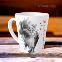 🔸Black and White Painting Cat Latte Mug