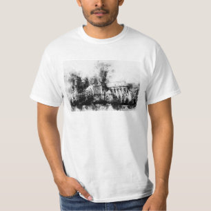 Black and White Painting of Notre Dame Cathedral T-Shirt
