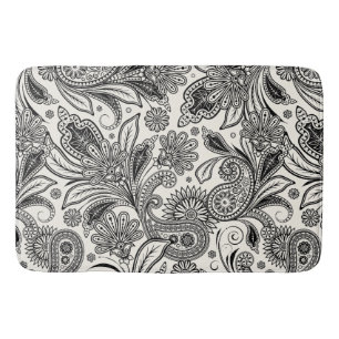 Black and white paislely bath mat
