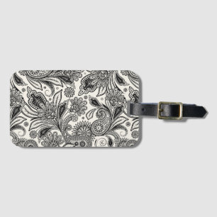 Black and white paislely luggage tag