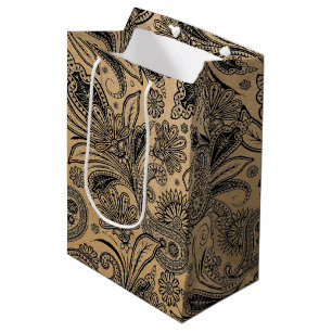 Black and white paislely medium gift bag