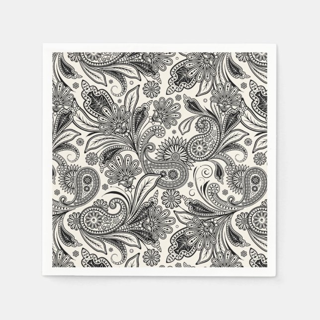 Black and white paislely  napkin (Front)