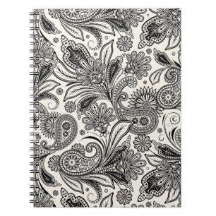 Black and white paislely notebook