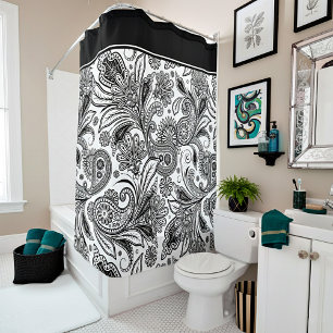 Black and white paislely shower curtain