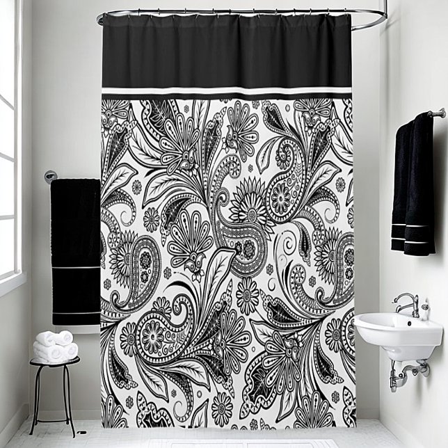 Black and white paislely  shower curtain (Creator Uploaded)