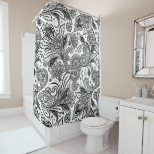 Black and white paislely shower curtain