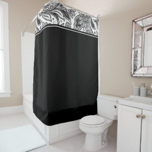 Black and white paislely  shower curtain