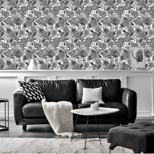 Black and white paislely wallpaper