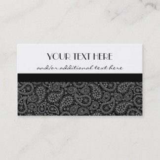 Black and White Paisley Business Card