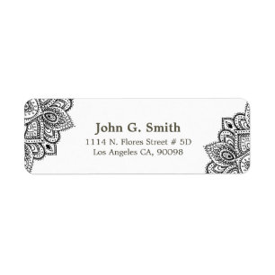 Black and white paisley corner frame return address label