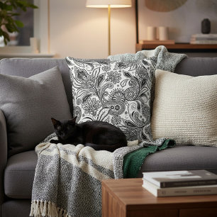 Black and white paisley  cushion