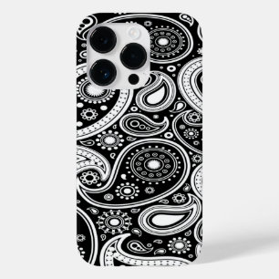 Black and White Paisley iPhone 14 Pro Case