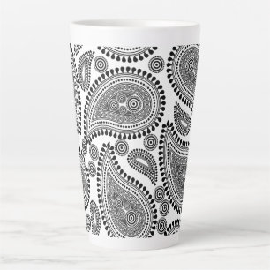 Black and White Paisley Large Latte Mug
