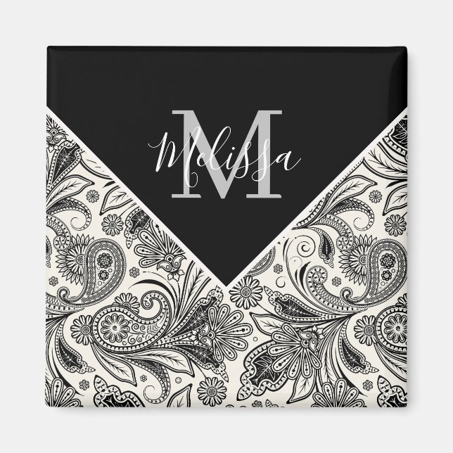 Black and white paisley   magnet (Front)