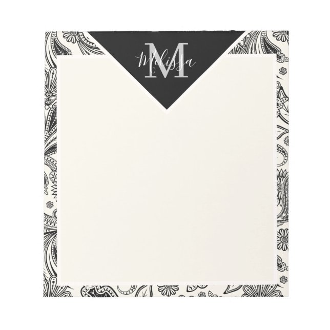 Black and white paisley   notepad (Front)