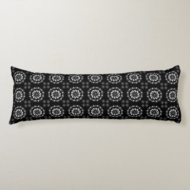 Black And White Paisley Pattern Body Pillow (Front)