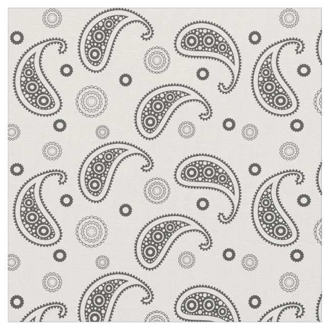 Black and White Paisley Pattern Fabric (Close Up)