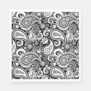 Black and White Paisley Pattern Napkin