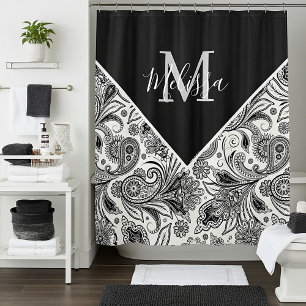 Black and white paisley shower curtain
