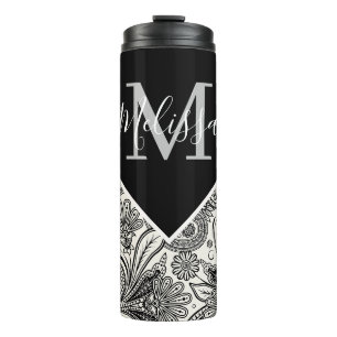 Black and white paisley    thermal tumbler