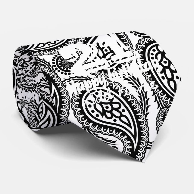 Black and white paisley tie (Rolled)