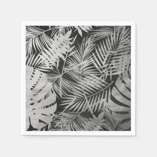 Black and white palm leaves napkin
