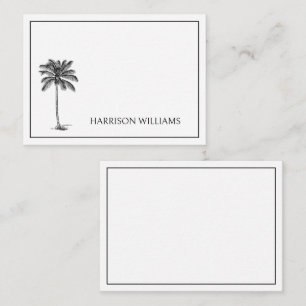 Black and White Palm Palmetto Tree Personalised Card