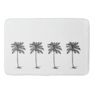 Black and White Palm Palmetto Trees Bath Mat