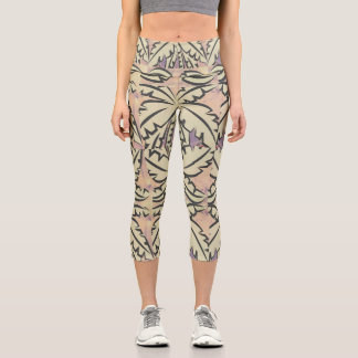 Black and White Palm Tree Capri Leggings